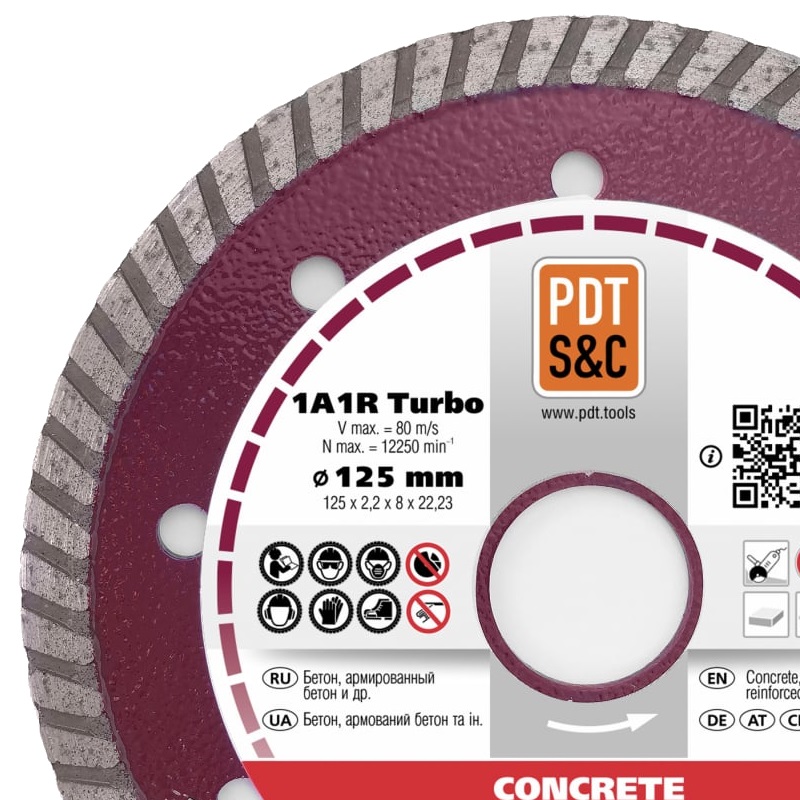 Круг отрезной алмазный PDT Turbo Concrete 1А1R (125х2.2х8х22.2 мм) 810200TCRTu в Угличе