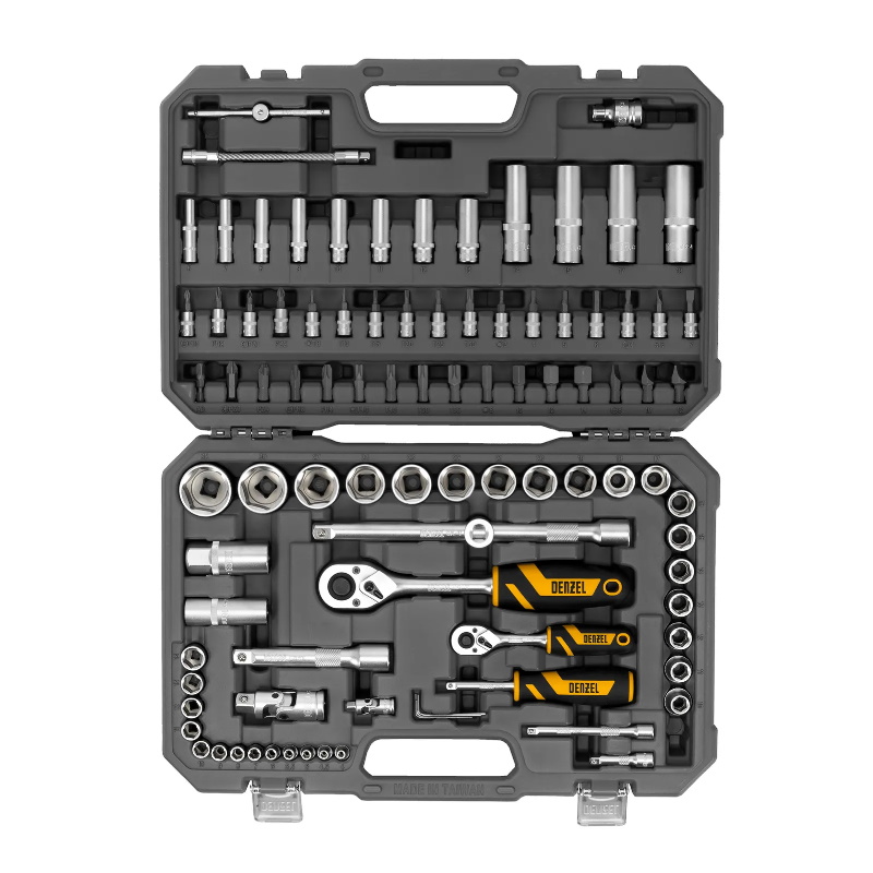 Набор инструментов Denzel 15813, 1/2", 1/4", CrV, S2, пластиковый кейс, 94 предмета в Александрове