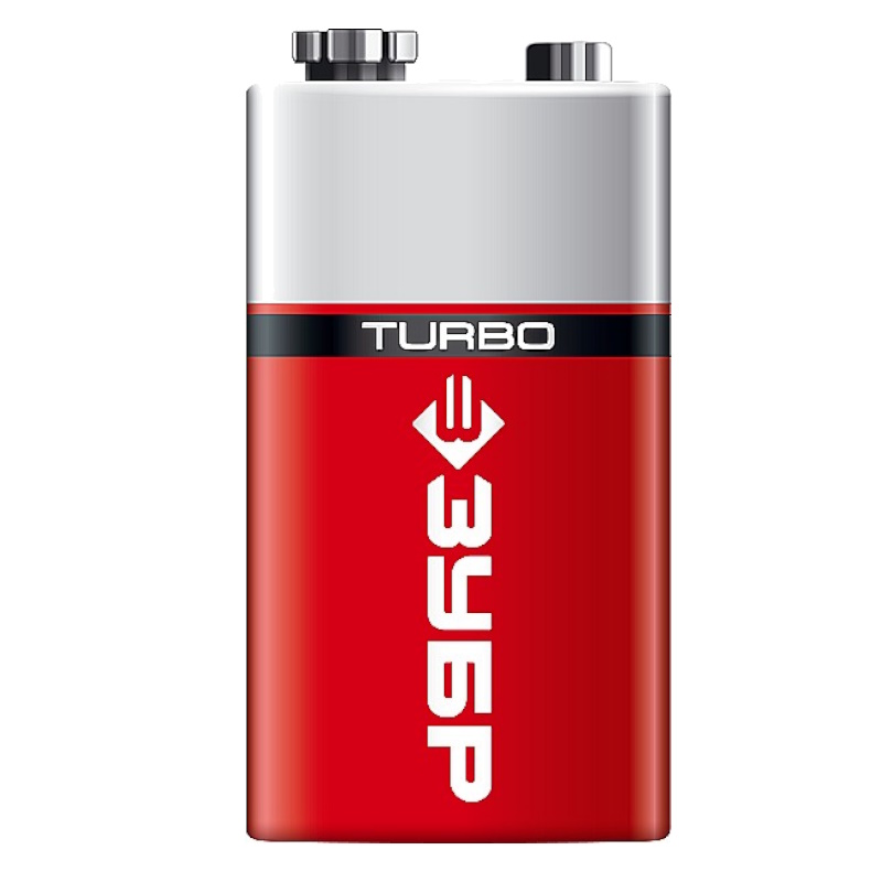 Батарейка Зубр "TURBO" 59219, щелочная (алкалиновая), тип 6LR61 (крона), 9В, 1шт на карточке в Кинешме