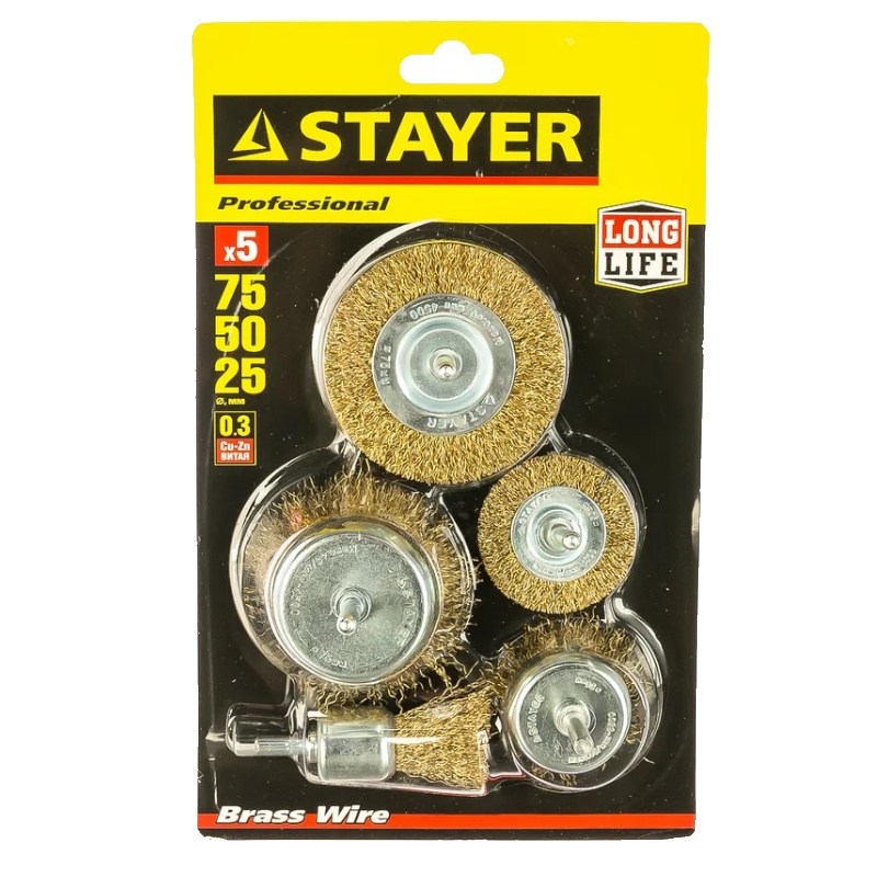 Набор щеток-крацовок для дрели Stayer "PROFESSIONAL" 35157-Н5_z01, витая стальная латунированная проволока, 5 шт  в Иваново