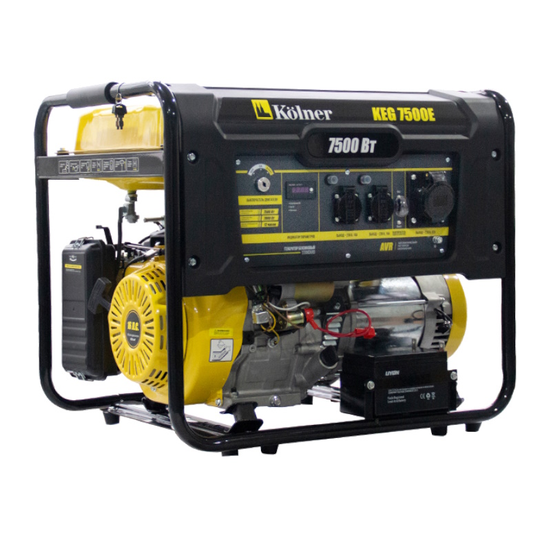 Генератор бензиновый Kolner KEG 7500E 8040200246 75007000 Вт 230В 50Гц электрический стартер розетки 2х16А 56829₽