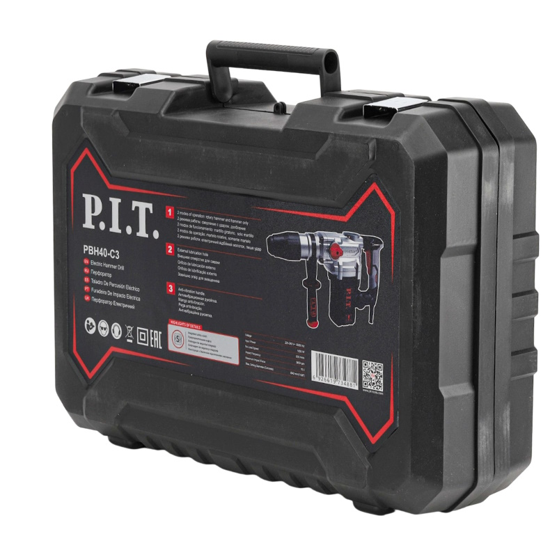 Перфоратор P.I.T. PBH40-C3, SDS-MAX, электрический (1600Вт, 9Дж, 2реж, Ø40мм, 3800уд/мин, 630об/мин, верт) в Ярославле