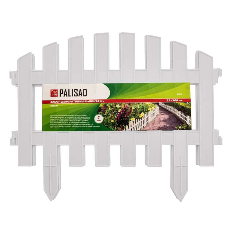 Забор декоративный Palisad "Винтаж" 65011, 28х300 см, белый в Череповце