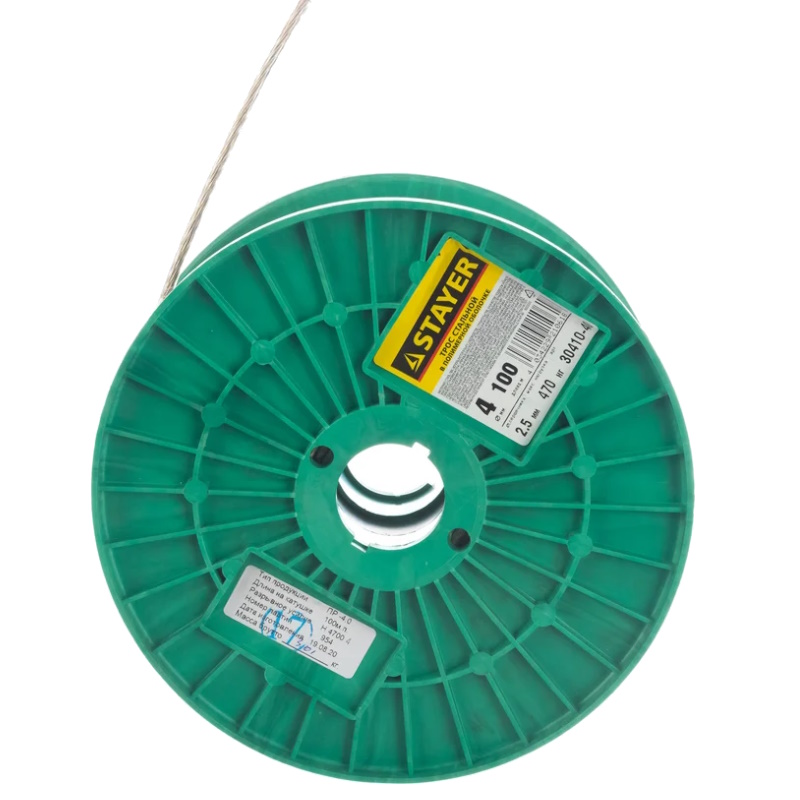 Трос Stayer Master 30410-40, стальной, в полимерной оболочке, d=4,0 мм, L=100 м в Рыбинске