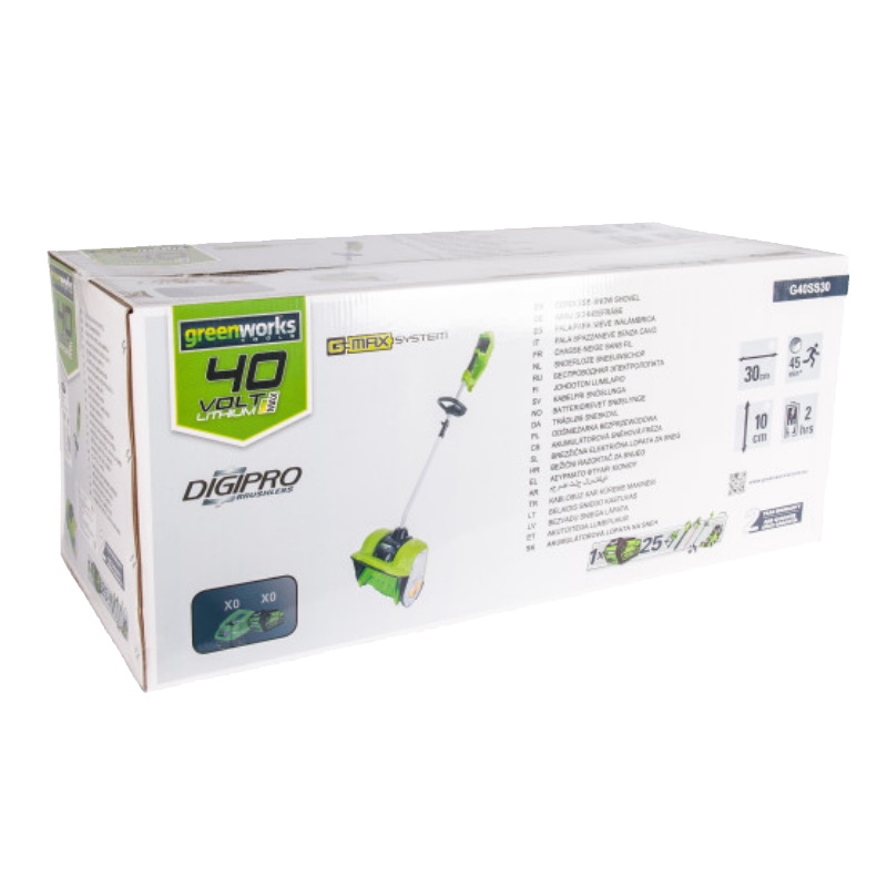 Снегоуборщик аккумуляторный Greenworks 2600807UG, 40V, 30 см, бесщеточный, с 1хАКБ 5 Ач и ЗУ в Кинешме