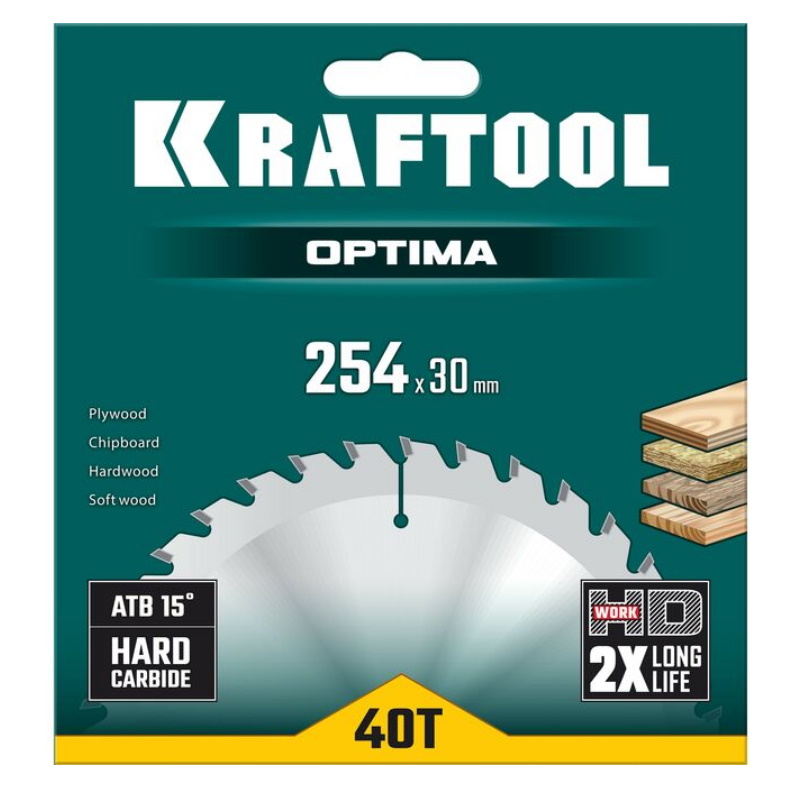 Пильный диск по дереву Kraftool Optima 36951-254-30, 254х30 мм, 40Т в Вологде