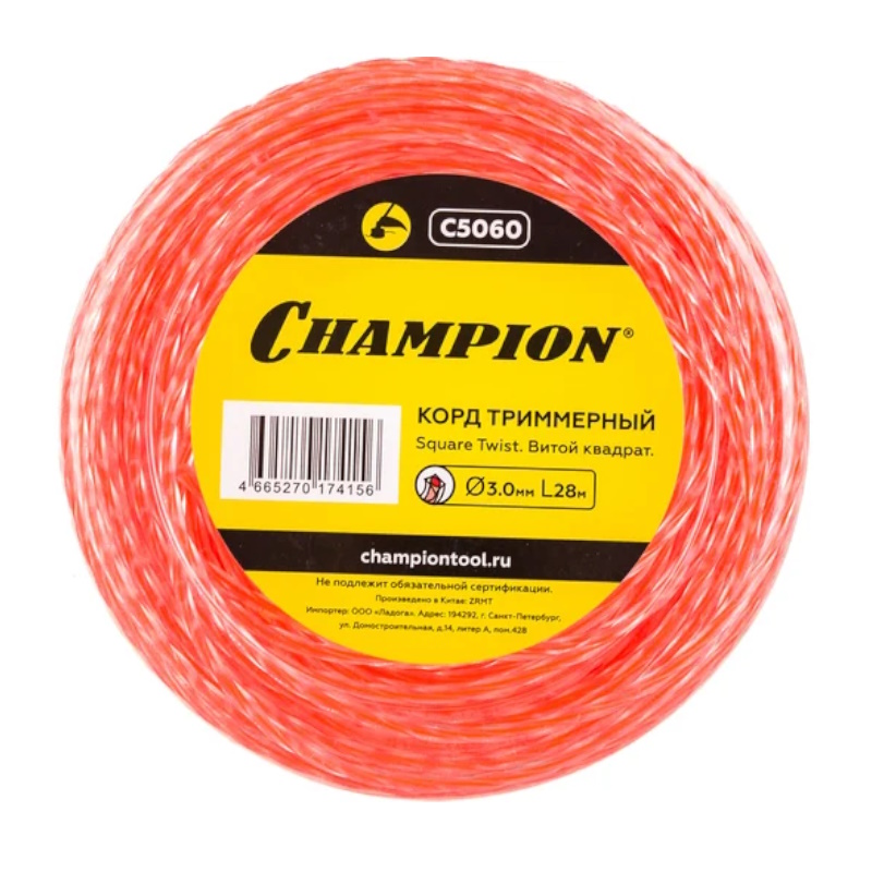 Корд триммерный Champion Square Twist DUO C5060, 3.0мм*28м, витой квадрат в Угличе