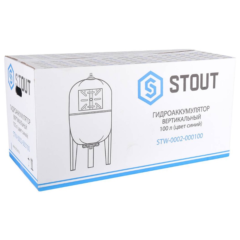 Вертикальный гидроаккумулятор для насосной станции Stout STW-0002-000100 (синий, 100 л.)