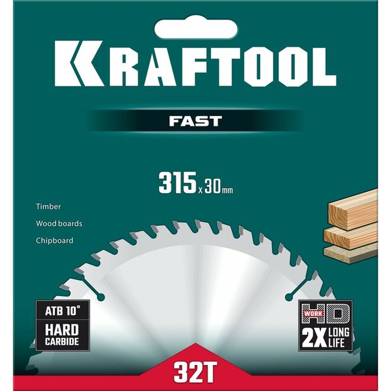Пильный диск по дереву Kraftool Fast 36950-315-30, 315 х 30 мм, 32Т в Кинешме
