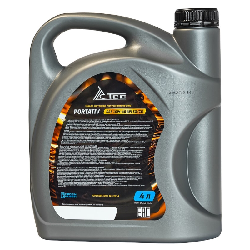 Масло полусинтетическое ТСС Портатив SAE 10W-40 API SG/CD 046930, канистра 4л/Motor oil 4liter can