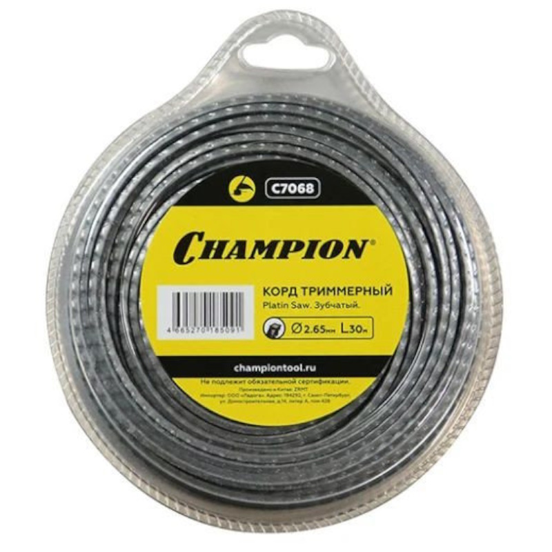 Корд триммерный Champion Platin Saw C7068 265 мм 30 метров зубчатый 486₽