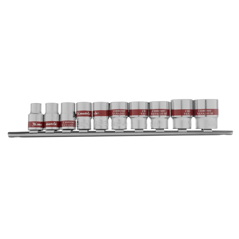 Набор торцевых головок Matrix 13558, 3/8", 6 гранные, CrV, 8-19мм, 10 штук в Угличе