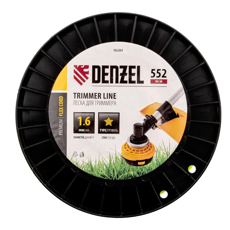 Леска для триммера Denzel FLEX CORD 96284, звезда, 1,6мм х 552м, на DIN катушке  в Туле