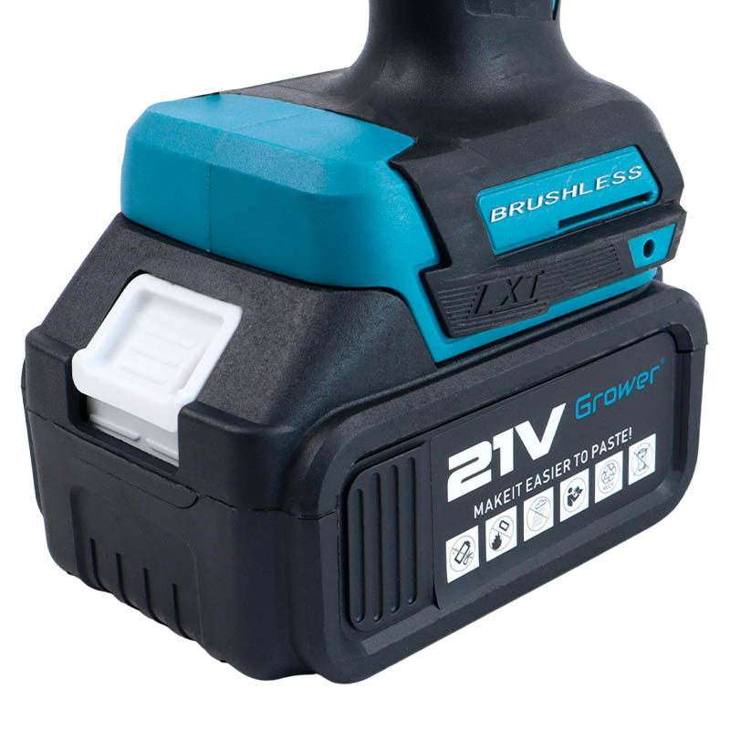 Бесщеточная ударная дрель-шуруповерт Grower DYS19, патрон 10 мм, 21v (под Makita LXT), 4Ah аккумулятор 2 шт., в кейсе в Иваново