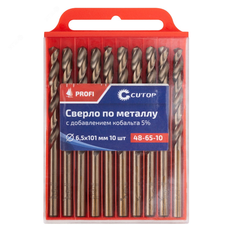 Сверло по металлу Cutop Profi 48-65-10, с кобальтом 5%, 6,5x101 мм, 10 шт в Кинешме