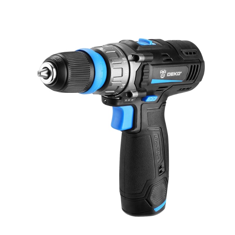 Аккумуляторная дрель-шуруповерт Deko DKCD12V PRO 083-1004 (в кейсе, co съемным патроном + оснастка 13 шт., 12В, 2х1.5Ач, ЗУ) в Череповце