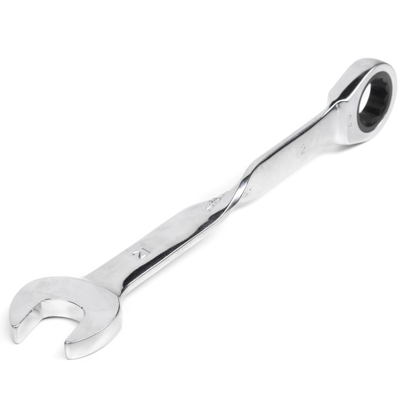 Ключ комбинированный трещоточный удлиненный Hortz 121246 21х21 мм с изогнутой рукояткой хром 931₽