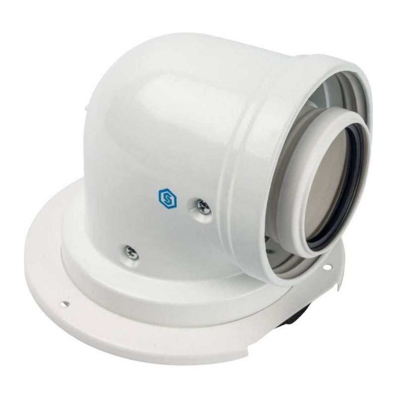 Элемент дымохода конденсационный адаптер Stout SCA-8610-240090 90° DN60/100 в Угличе