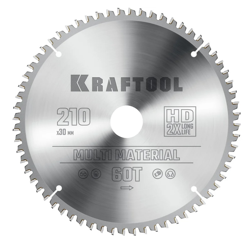 Пильный диск по алюминию Kraftool Multi Material 36953-210-30 210 х 30 мм 64Т 2390₽