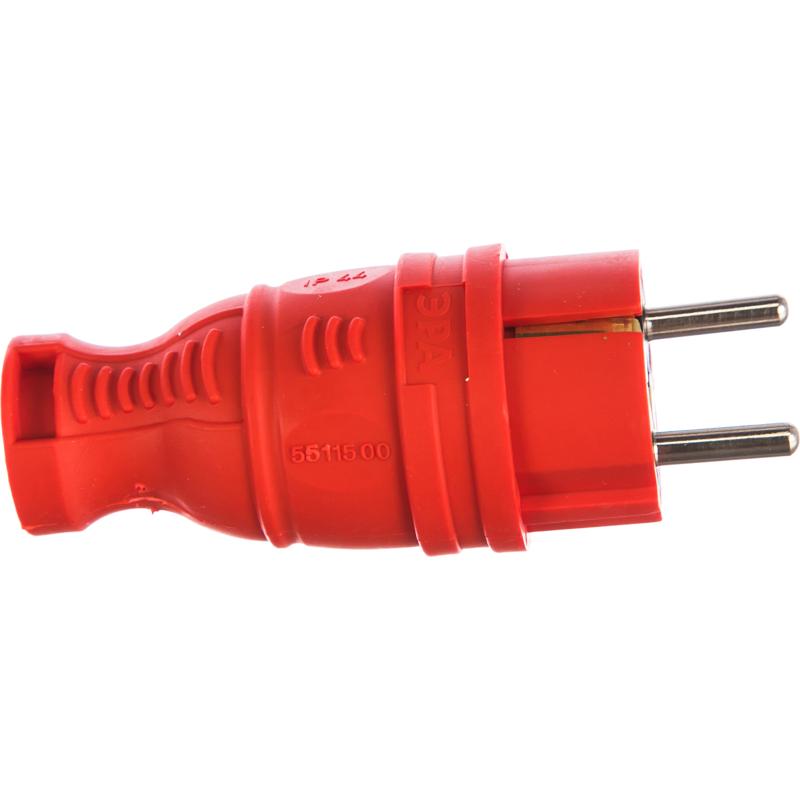 Вилка прямая Эра V8-RED-IP44 (каучуковая, с заземлением, прямая, 16 A, IP44, красная) Б0044547 в Кинешме