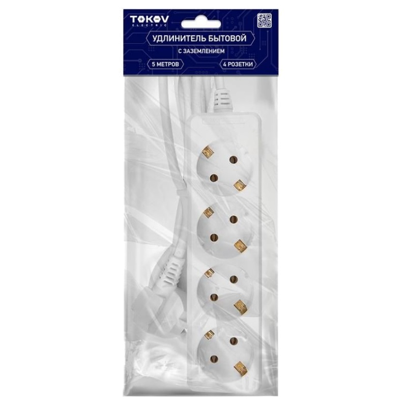 Удлинитель Tokov Electric TKE-C01-BU4-5-1-Z (4х5 м, с заземлением, 16 А, 3х1) в Иваново