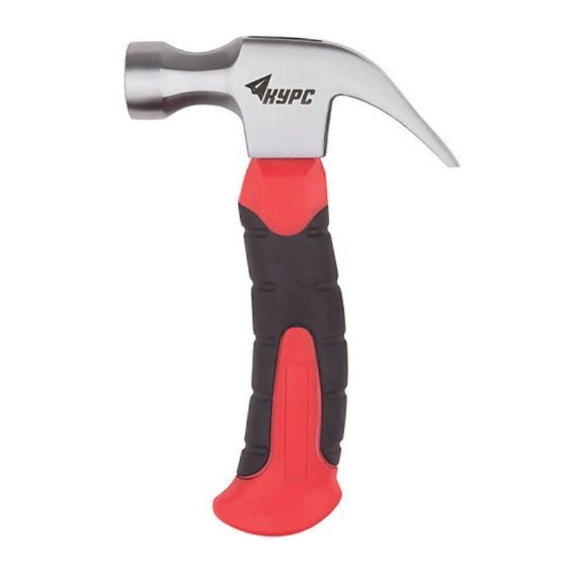 Молоток-гвоздодер укороченный Курс 44765, фиберглассовая обрезиненная ручка, 25 мм, 225 гр