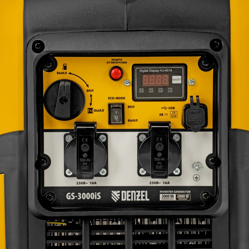 Генератор инверторный Denzel GS-3000iS 94716, 3,0 кВт, 230 В, закрытый корпус, ручной старт