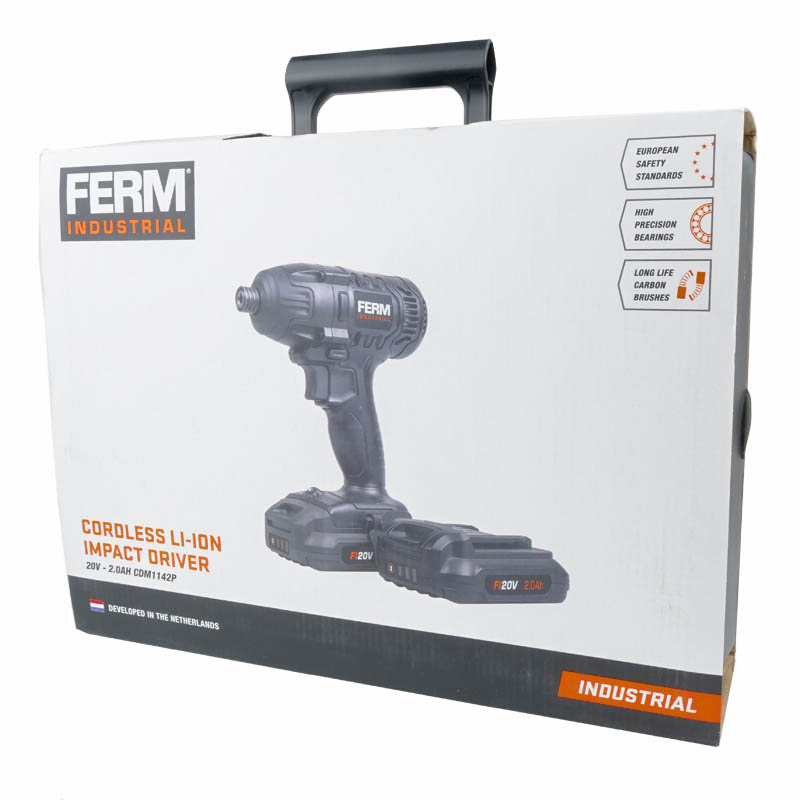 Аккумуляторный ударный гайковерт Ferm Industrial CDM1142P, 20В, 150Нм, 2,0 Ач, 2 акк., Li-ion, кейс. в Костроме
