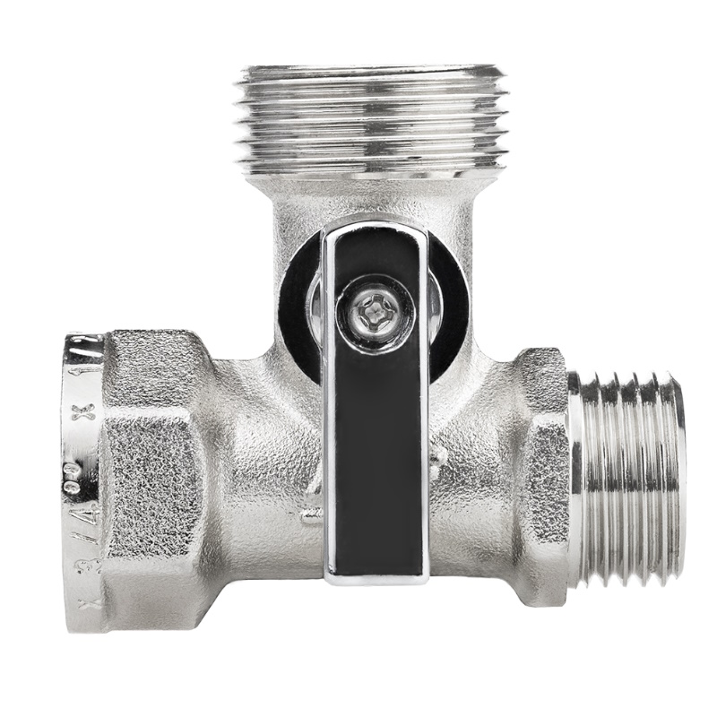 Кран шаровый трёхпроходной MPF для подключения приборов 12 х 34 х 12 внн никель латунь ГОСТ 859₽