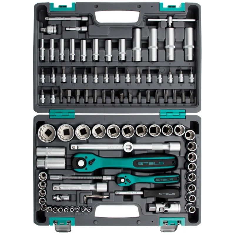 Набор инструментов Stels 14118, 1/2", 1/4", CrV, 12-гранные головки, пластиковый кейс, 94 предмета в Костроме