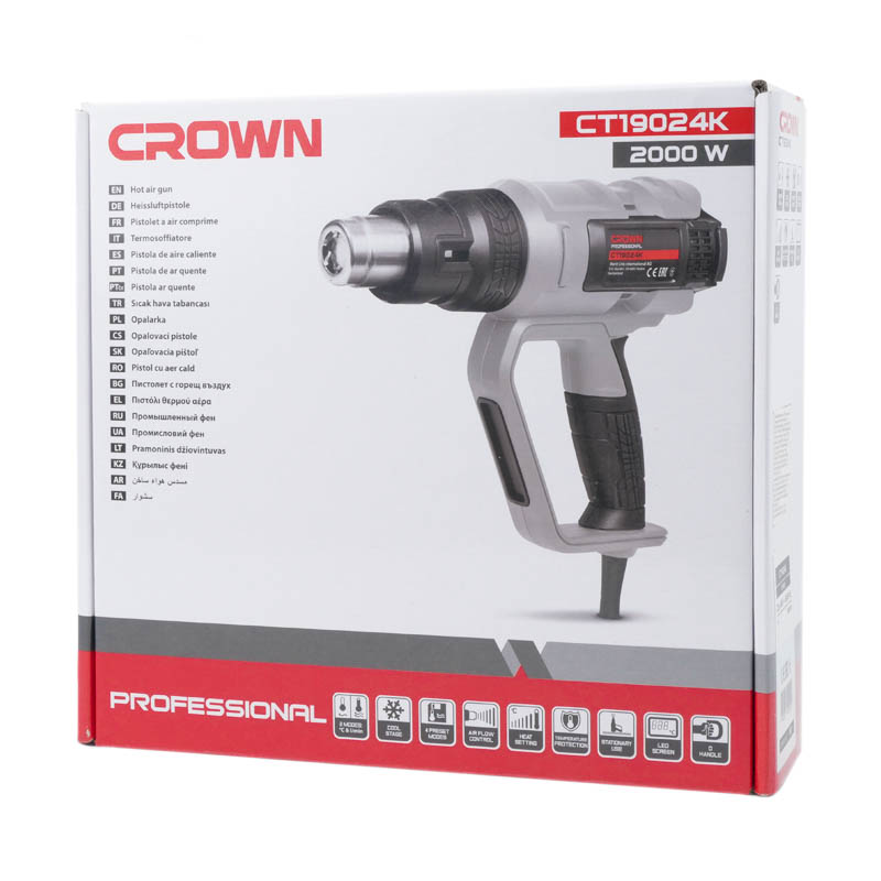 Строительный фен Crown CT19024K (мощность 2000 вт, температура 650°C, 500 л/мин) в Ярославле