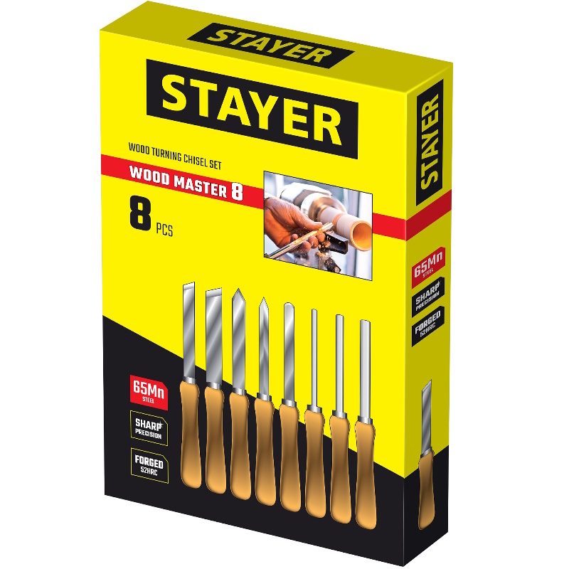 Набор ручных резцов по дереву Stayer Professional Wood Master 1836 8 предметов в Рыбинске