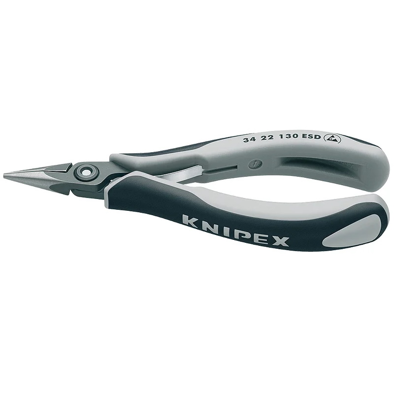 Плоскогубцы захватные прецизионные для электроники Knipex KN-3452130ESD ESD, плоскокруглые губки с насечкой, 130 мм, 2-компонентные в Иваново
