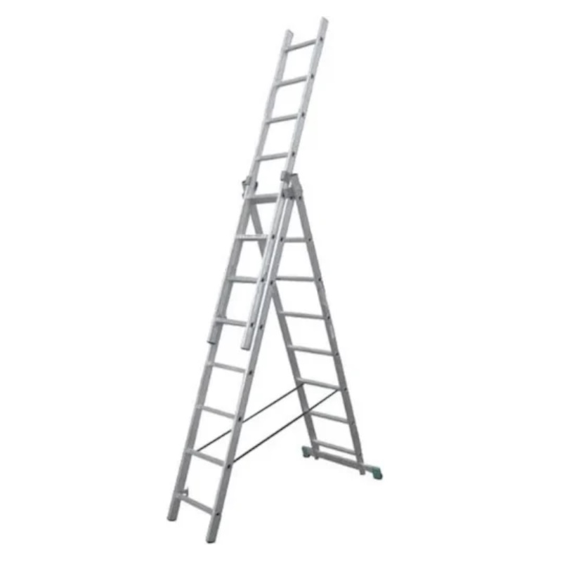 Лестница Pro Startul ST9944-08, алюминиевая, 3-х секционная, 201/474/214см 3х8 ступ., 9,9кг