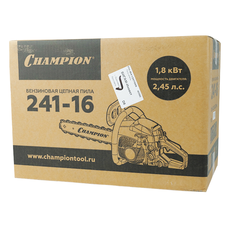 Фермерская бензопила Champion 241-16 (вес 4.7 кг, электрозапуск с кнопки, шаг цепи 0.375") в Ярославле