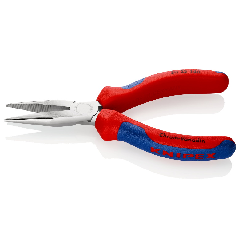 Длинногубцы Knipex KN-3025140 плоскокруглые рифлённые губки 42 мм длина 140 мм хром двухкомпонентные ручки 4799₽
