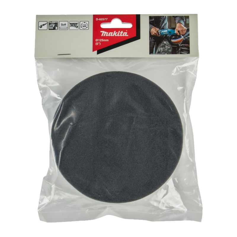 Насадка полировальная из поролона Makita D-62577, 125 мм, плоская, черная, липучка
