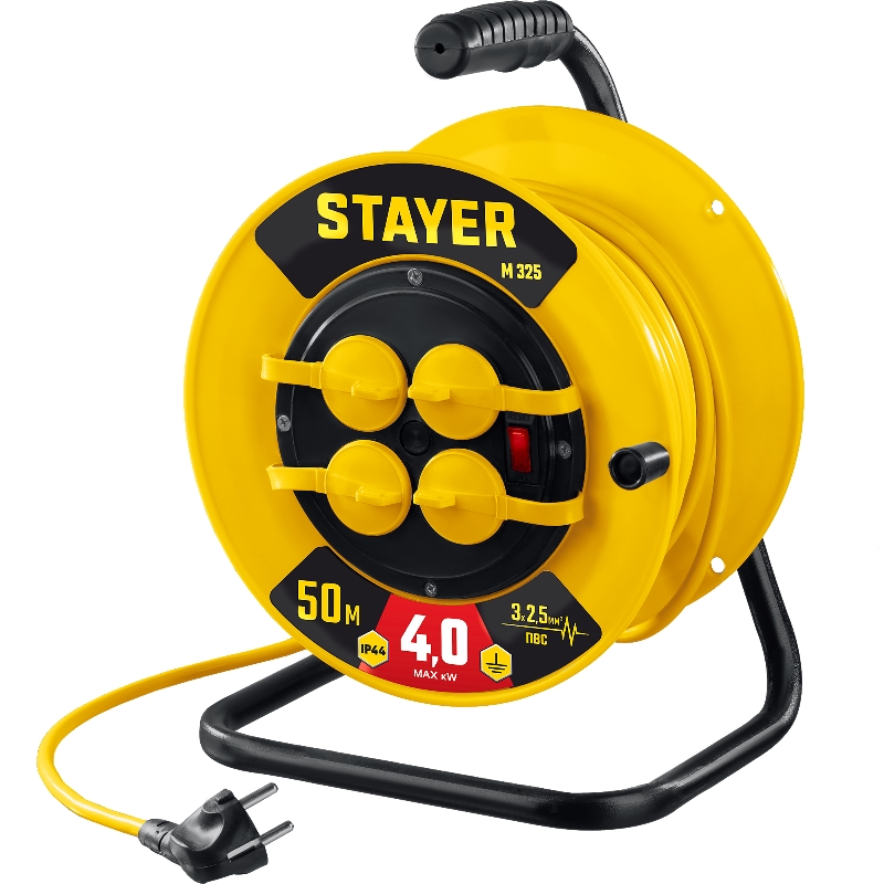 Силовой удлинитель на катушке Stayer М-325 55064-30 ПВС 3х25 30м 4000Вт IP44 4280₽
