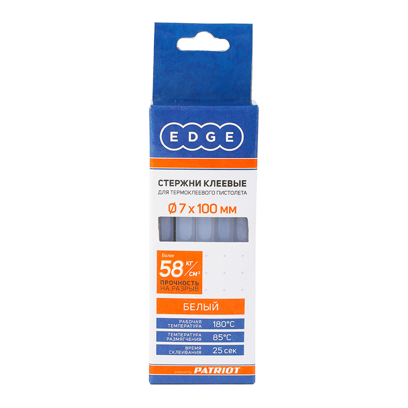 Стержни клеевые EDGE by Patriot 816001003 7х100мм белые упаковка 10шт 77₽