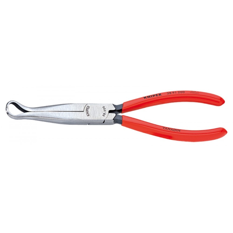 Плоскогубцы механика Knipex KN-3891200 плоскокруглые губки 45°, для свечей зажигания, 200 мм, фосфатированные