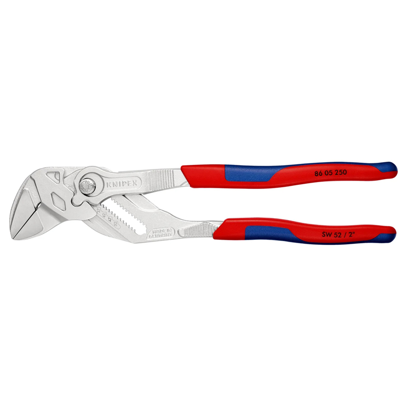 Клещи переставные-гаечный ключ Knipex KN-8605250SB зев 52 мм, длина 250 мм, хром, 2-комп ручки