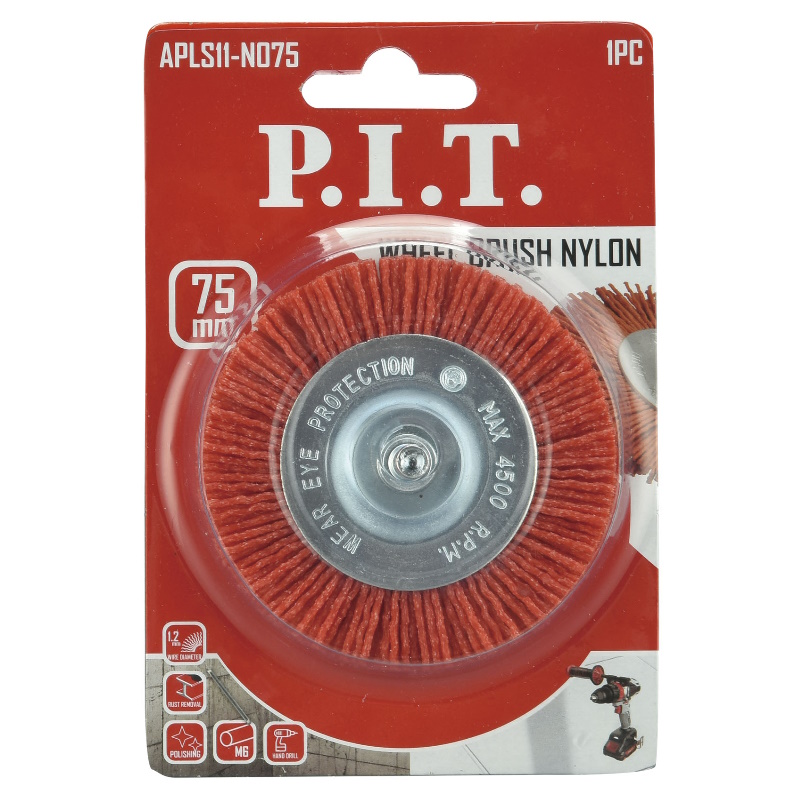Щетка нейлоновая дисковая P.I.T. APLS11-N075, 75x1,2мм, хвостовик 6 мм в Череповце
