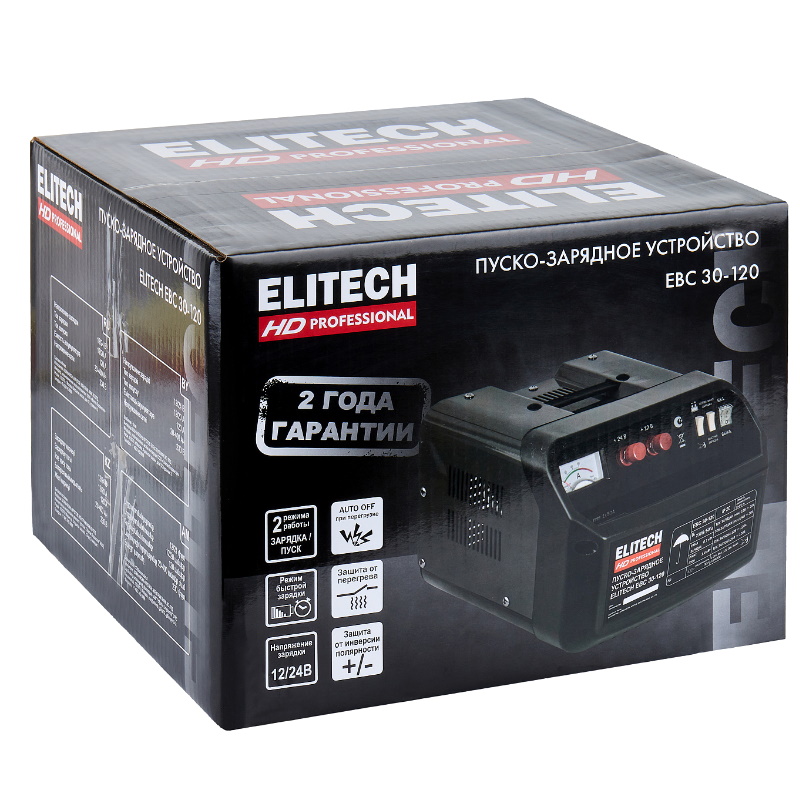 Устройство пуско-зарядное Elitech HD EBC 30/120 206811, 12/24 В, 0.8/3.6 кВт, заряд 12/20 А в Туле