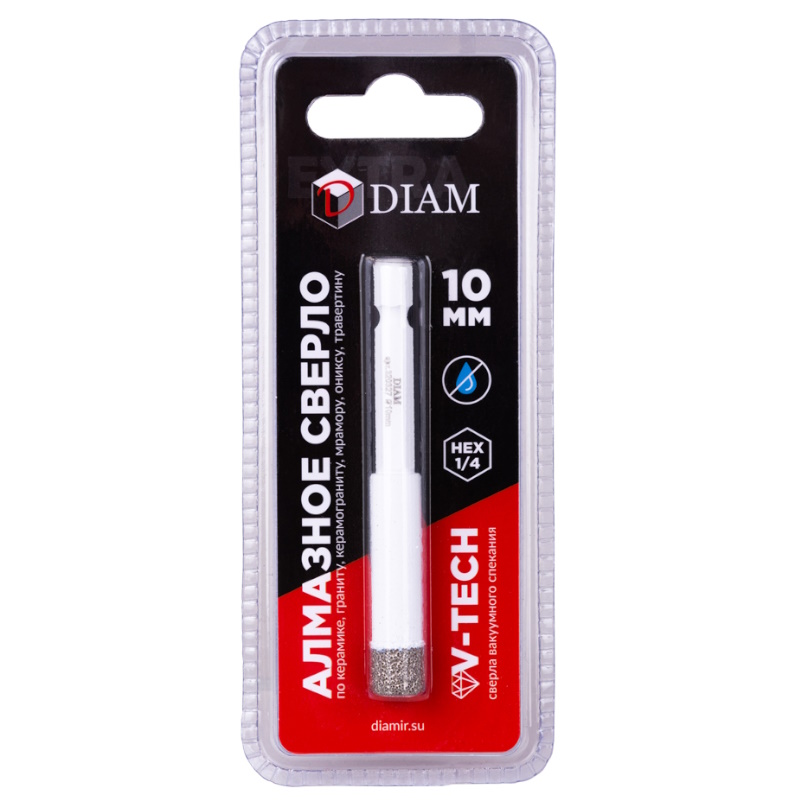 Сверло алмазное Diam Extra Line 320327, 10x35x1/4, HEX-E, V-TECH (вакуумное спекание)  в Твери