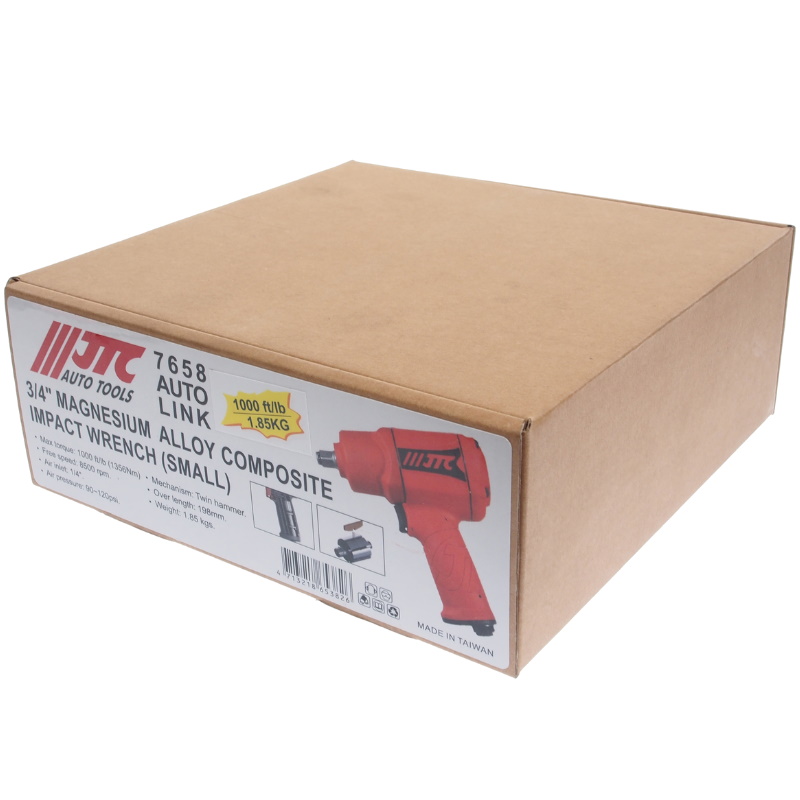 Пневмогайковерт ударный JTC JTC-7658 34 1356 Nm 90-120PSI 8500обмин расход воздуха 158 Lmin