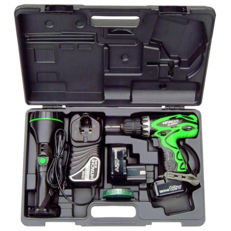 Аккумуляторная дрель-шуруповерт Hitachi DS12DVF3-TB + фонарь