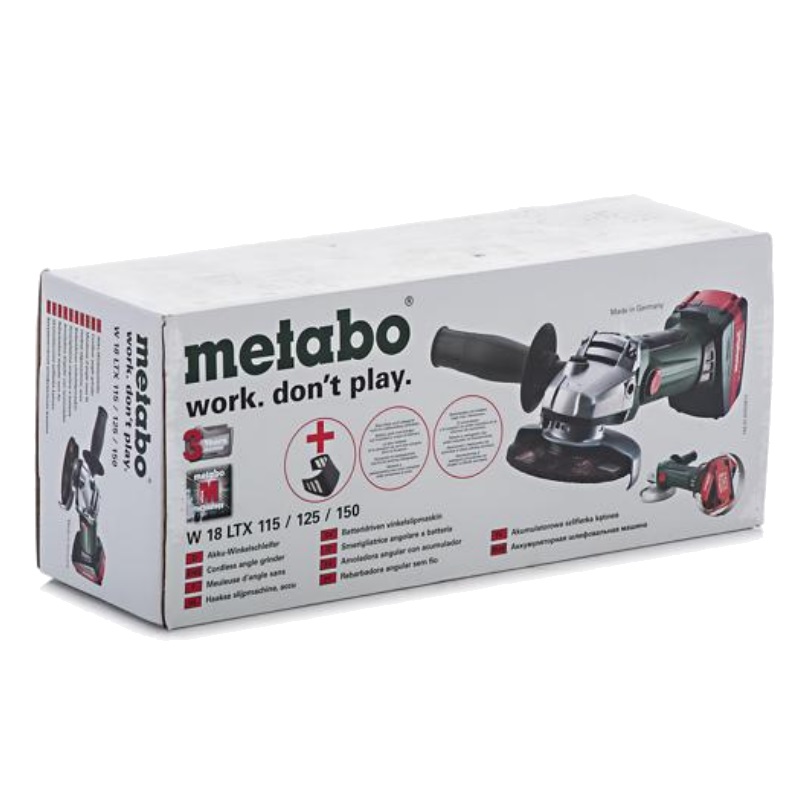 Угловая шлифмашина (болгарка) аккумуляторная Metabo W 18 LTX 125 Quick T03330, 125 мм, 18 В, плавный пуск в Иваново
