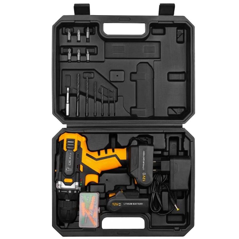 Аккумуляторная дрель-шуруповерт Deko DKCD12FU-Li Advanced 063-4132, в кейсе, набор 63 инструмента для дома, 12 В, 2х2.0 Ач в Рыбинске