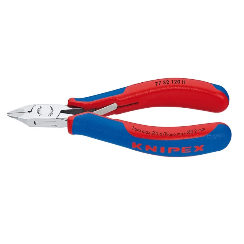 Бокорезы для электроники Knipex KN-7732120H с лезвиями из твёрдосплава острая головка 120 мм 2-компонентные ручки 25454₽