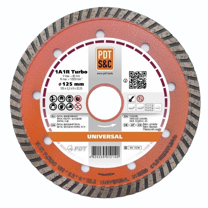 Круг отрезной алмазный PDT Turbo Universal 1А1R (125х2.2х8х22.2 мм) 810200TUNVu в Твери